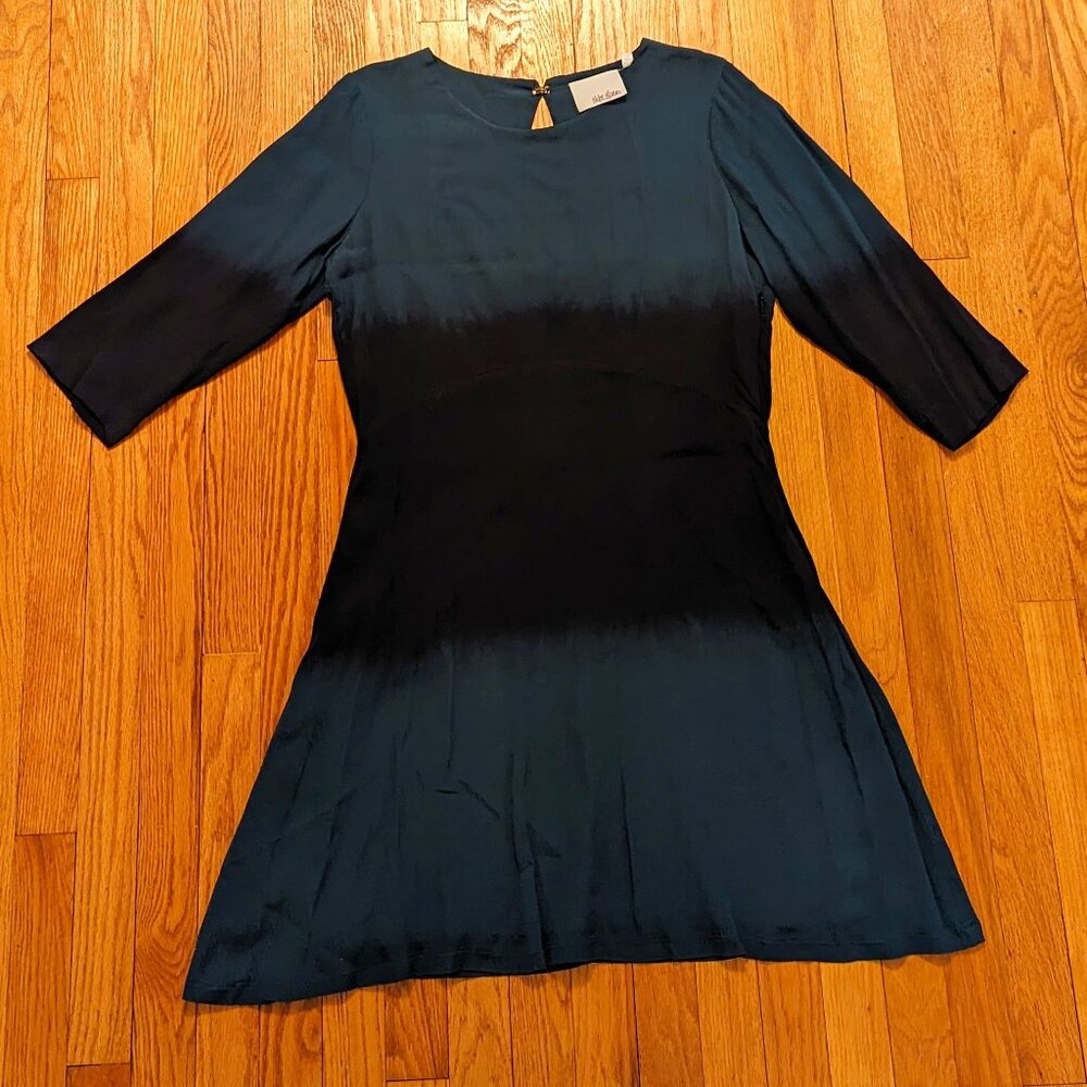 Anthropologie Chloe Oliver Green Ombre Dress with 3/4 sleeves Size L